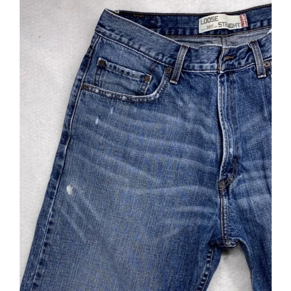 Levi’s 569 Loose Straight Jeans Men W34 L30 Blue Denim Distressed Skate Street